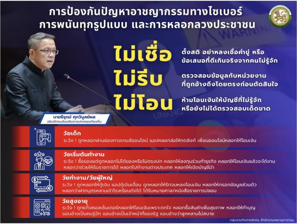 "ไม่เชื่อ ไม่รีบ ไม่โอน" 3 คำนี้จำให้ขึ้นใจ